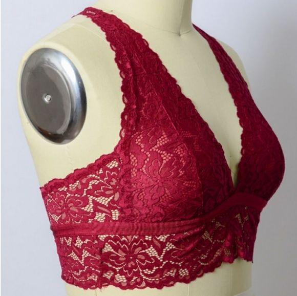 Burgundy Lace Racerback Bralette - Picture 3 of 4